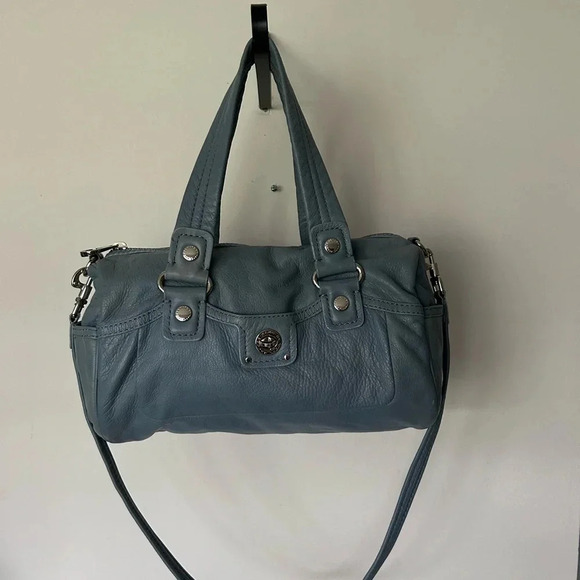 Marc Jacobs blue leather satchel bag purse W crossbody strap excellent - Picture 10 of 11